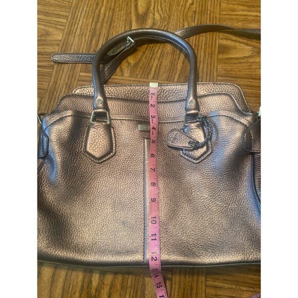 Cole Haan Metallic Leather Satchel Handbag With Shoulder Strap zip closure - Picture 8 of 9